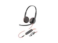 HP Poly Blackwire 3225 - Blackwire 3200 Series - headset - på örat - kabelansluten - 3,5 mm kontakt, USB-C - svart - Certifierad för Skype for Buisness, Cisco Jabber-certifierad, Avaya-certifierad, UC-certifierad 8X229A6