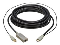 Eaton Tripp Lite Series HDMI Extension Cable with Active Repeater (M/F), 4K 60 Hz, HDR, 4:4:4, HDCP 2.2, 10 ft. (3.1 m), TAA - HDMI-förlängningskabel med Ethernet - TAA-kompatibel - HDMI, USB hane till HDMI hona - 3.1 m - grå, svart - aktiv förstärkare, 4K60Hz (3840 x 2160) stöd, 3D-videostöd, guldpläterade kontakter P569-010-MF-ACT