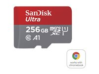 SanDisk Ultra - Flash-minneskort (microSDXC till SD-adapter inkluderad) - 256 GB - A1 / UHS Class 1 / Class10 - mikroSDXC UHS-I SDSQUAC-256G-GN6FA