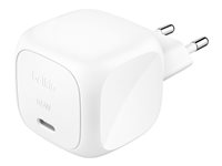 Belkin BoostCharge - Strömadapter - kompakt - 65 Watt - Strömmatning 3.1 (24 pin USB-C) - vit WCA011KQWH