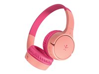 Belkin SoundForm Mini - Hörlurar med mikrofon - på örat - Bluetooth - trådlös - 3,5 mm kontakt - rosa AUD002BTPK