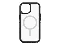 OtterBox Defender Series XT - ProPack Packaging - baksidesskydd för mobiltelefon - robust - MagSafe-kompatibilitet - polykarbonat, syntetiskt gummi, 50 % återvunnen plast - svart kristall - för Apple iPhone 14 77-90116