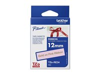Brother TZe-RE34 - Guld på rosa - Rulle (1,2 cm x 4 m) 1 kassett(er) bandtejp - för Brother PT-D600, H110; P-Touch PT-D450; P-Touch Cube PT-P300; P-Touch Embellish PT-D215 TZERE34
