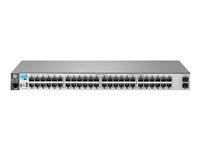 HPE Aruba 2530-48G-2SFP+ - Switch - Administrerad - 48 x 10/100/1000 + 2 x 10 Gigabit SFP+ - skrivbordsmodell, rackmonterbar, väggmonterbar J9855A#ABB