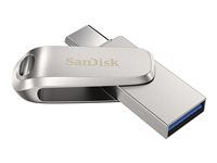 SanDisk Ultra Dual Drive Luxe - USB flash-enhet - 256 GB - USB 3.1 Gen 1 / USB-C - silver SDDDC4-256G-G46