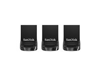 SanDisk Ultra Fit - USB flash-enhet - 32 GB - USB 3.1 - svart (paket om 3) SDCZ430-032G-G46T