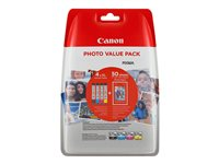 Canon CLI-571 XL C/M/Y/BK Photo Value Pack - 4-pack - 11 ml - svart, gul, cyan, magenta - original - bläckbehållare / papperspaket - för PIXMA TS5051, TS5053, TS5055, TS6050, TS6051, TS6052, TS8051, TS8052, TS9050, TS9055 0332C005