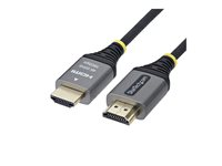 Startech - Premium hög hastighet - HDMI-kabel med Ethernet - HDMI hane till HDMI hane - 2 m - skärmad - svart & silver - 1440p (UWQHD) stöd 144Hz, 4K60Hz stöd, Returkanal för ljud (ARC), flätad, HDR10-stöd, ultra flexibel, upp till 18 Gbps dataöverföringshastighet, hög flexibilitet, passiv HDMI2-FLEX-4K60-2M