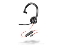 Poly Blackwire 3310 - Blackwire 3300 series - headset - på örat - kabelansluten - USB-C - svart - UC-certifierad 8X215AA