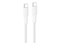 Belkin BoostCharge Eco - USB-kabel - 24 pin USB-C (hane) till 24 pin USB-C (hane) - USB 2.0 - DC 48 V - 5 A - 3 m - USB-strömförsörjning (240W), flätad kabel - vit CAB025HQ3MWH