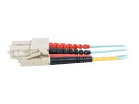 C2G LC-SC 10Gb 50/125 OM3 Duplex Multimode PVC Fiber Optic Cable (LSZH) - Nätverkskabel - SC-läge (multi-mode) (hane) till LC multiläge (hane) - 5 m - fiberoptisk - duplex - 50/125 mikron - OM3 - halogenfri - havsblå 85534