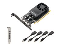 NVIDIA Quadro P1000 - Grafikkort - Quadro P1000 - 4 GB GDDR5 - PCIe 3.0 x16 låg profil - 4 x Mini DisplayPort - Adaptrar ingår VCQP1000V2-PB