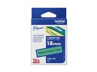 Brother TZe-741 - Självhäftande - svart på grön - Rulle (1,8 cm x 8 m) 1 kassett(er) bandlaminat - för Brother PT-P750, P950; P-Touch PT-3600, D800, E310, P900, P950; P-Touch Cube Plus PT-P710 TZE741