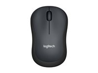 Logitech M220 Silent - Mus - optisk - 3 knappar - trådlös - 2.4 GHz - trådlös USB-mottagare - träkol 910-004878