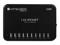 Compulocks 10-Port USB Charging Hub With EU Plug - Strömadapter - 120 Watt - 2.4 A - 10 utdatakontakter (USB) - svart OR-10PORTUSBHUB-EU