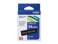 Brother TZe-R354 - Satin - guld på svart - Rulle (2,4 cm x 4 m) 1 kassett(er) bandtejp - för Brother PT-D600; P-Touch PT-2430, 3600, 7600, 9800, D800, E500, E550, H500, P750, P900 TZER354