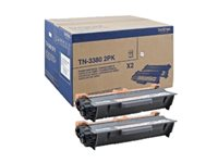 Brother TN3380 2PK - 2-pack - svart - original - tonerkassett - för Brother DCP-8110, 8150, 8155, 8250, HL-5440, 5450, 5470, 6180, MFC-8510, 8520, 8710, 8950 TN3380TWIN