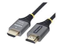 Startech - Premium hög hastighet - HDMI-kabel med Ethernet - HDMI hane till HDMI hane - 50 cm - skärmad - svart & silver - 1440p (UWQHD) stöd 144Hz, 4K60Hz stöd, Returkanal för ljud (ARC), flätad, HDR10-stöd, ultra flexibel, upp till 18 Gbps dataöverföringshastighet, hög flexibilitet, passiv HDMI2-FLEX-4K60-50C