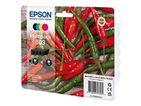 Epson 503 Multipack - 4-pack - svart, gul, cyan, magenta - original - blister - bläckpatron - för WorkForce WF-2960 C13T09Q64010