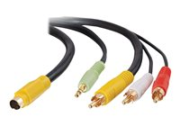 C2G Value Series - Kabel för video / ljud - S-Video / sammansatt video / audio - 4-stifts mini-DIN, mini-phone stereo 3.5 mm hane till RCA hane - 7 m - dubbelt skärmad koaxial - svart 80087