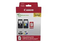 Canon PG-560/CL-561 Photo Value Pack - Blank - 2-pack - svart, färg (cyan, magenta, gul) - original - hängande låda - bläckpatron/papperssats - för PIXMA TS5350, TS5350a, TS5350i, TS5351, TS5351a 3713C008