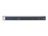 NETGEAR XS712T 12-Port 10GBase-T Gigabit Smart Managed Switch - Switch - L2+ - smart - 12 x 10GBase-T + 2 x delad 10 Gigabit SFP+ - skrivbordsmodell, rackmonterbar XS712T-100NES