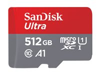 SanDisk Ultra - Flash-minneskort (microSDXC till SD-adapter inkluderad) - 512 GB - A1 / UHS Class 1 / Class10 - mikroSDXC UHS-I SDSQUAC-512G-GN6MA