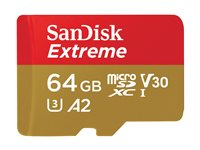 SanDisk Extreme - Flash-minneskort - 64 GB - A2 / Video Class V30 / UHS-I U3 / Class10 - mikroSDXC UHS-I SDSQXAH-064G-GN6GN