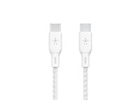 Belkin BoostCharge - USB-kabel - 24 pin USB-C (hane) till 24 pin USB-C (hane) - 2 m - vit CAB014BT2MWH