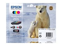 Epson 26XL Multipack - 4-pack - XL - svart, gul, cyan, magenta - original - blister med RF-larm/akustiskt larm - bläckpatron - för Expression Premium XP-510, 520, 600, 605, 610, 615, 620, 625, 700, 710, 720, 800, 810, 820 C13T26364020