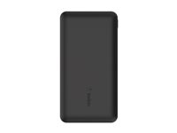 Belkin BoostCharge - Strömförsörjningsbank - 10000 mAh - 15 Watt - 3 utdatakontakter (24 pin USB-C, 2 x USB) - svart BPB011BTBK