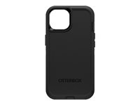 OtterBox Defender Series - Baksidesskydd för mobiltelefon - robust - MagSafe-kompatibilitet - polykarbonat, syntetiskt gummi, 50 % återvunnen plast - svart - för Apple iPhone 14 77-88376