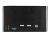 StarTech.com 2-ports DisplayPort KVM-switch för fyra skärmar - 4K 60 Hz UHD HDR - Desktop 4K DP 1.2 KVM med 2 portar USB 3.0-hubb (5 Gbps) och 4x USB 2.0 HID-portar, ljud - Snabbtangenter för omkoppling - TAA - Omkopplare för tangentbord/video/mus/ljud - 2 x KVM/ljud - skrivbordsmodell - TAA-kompatibel SV231QDPU34K