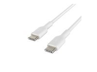 Belkin BoostCharge - USB-kabel - 24 pin USB-C (hane) till 24 pin USB-C (hane) - 1 m - vit CAB003BT1MWH