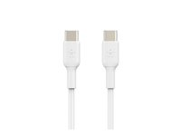 Belkin BoostCharge - USB-kabel - 24 pin USB-C (hane) till 24 pin USB-C (hane) - 1 m - vit CAB003BT1MWH