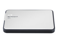 WD My Passport Slim WDBGMT0010BAL - Hårddisk - krypterat - 1 TB - extern (portabel) - USB 3.0 - silver WDBGMT0010BAL-EESN