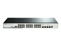 D-Link SmartPro DGS-1510-28P - Switch - L3 - Administrerad - 24 x 10/100/1000 (PoE+) + 2 x Gigabit SFP + 2 x 10 Gigabit SFP+ - skrivbordsmodell, rackmonterbar - PoE+ (193 W) DGS-1510-28P