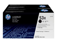 HP 53X - 2-pack - Lång livslängd - svart - original - LaserJet - tonerkassett (Q7553XD) - för LaserJet M2727nf MFP, M2727nfs MFP, P2014, P2014n, P2015, P2015d, P2015dn, P2015n, P2015x Q7553XD