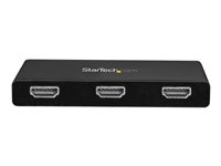 StarTech.com 3-Port Multi Monitor Adapter, USB-C to 3x HDMI Video Splitter, USB Type-C DP 1.2 Alt Mode to HDMI MST Hub, Dual 4K 30Hz or Triple 1080p, Thunderbolt 3 Compatible, Windows Only - Multi Stream Transport (MSTCDP123HD) - Videokort - 24 pin USB-C hane till HDMI hona - 30 cm - svart - 4K30 Hz (3840 x 2160) stöd - för P/N: TB33A1C MSTCDP123HD