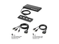 Belkin Modular Secure Dual Head - Omkopplare för tangentbord/video/mus - 4 x KVM port(s) - 1 lokal användare - skrivbordsmodell - TAA-kompatibel F1DN204MOD-HH-4