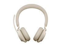 Jabra Evolve2 65 UC Stereo - Headset - på örat - Bluetooth - trådlös - USB-A - ljudisolerande - beige - med laddningsställ 26599-989-988