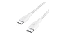 Belkin BoostCharge - USB-kabel - 24 pin USB-C (hane) till 24 pin USB-C (hane) - 2 m - vit CAB014BT2MWH