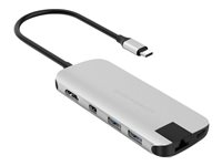 HyperDrive Slim 8-in-1 Hub - Dockningsstation - USB-C - HDMI, Mini DP - 1GbE HD247B-SILVER