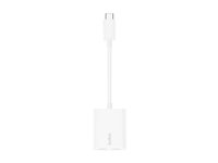 Belkin Connect Audio + Charge - USB-C till USB-C-hörlurar/laddningsadapter - 24 pin USB-C hane till 24 pin USB-C hona - 14 m - vit - USB Power Delivery (60W) F7U081BTWH