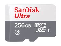 SanDisk Ultra - Flash-minneskort (microSDXC till SD-adapter inkluderad) - 256 GB - Class 10 - mikroSDXC UHS-I SDSQUNR-256G-GN6TA