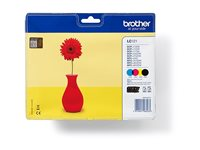 Brother LC121 Value Pack - Svart, gul, cyan, magenta - original - blister - bläckpatron - för Brother DCP-J132, DCP-J152, DCP-J552, DCP-J752, MFC-J245, MFC-J470, MFC-J650, MFC-J870 LC121VALBP