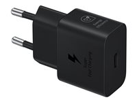 Samsung EP-T2510X - Strömadapter - med datakabel - 25 Watt - 3 A - PD 3.0, PD/PPS, SFC (24 pin USB-C) - på kabel: USB-C - svart EP-T2510XBEGEU