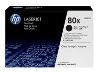 HP 80x - 2-pack - Lång livslängd - svart - original - LaserJet - tonerkassett (CF280XD) - för LaserJet Pro 400 M401, MFP M425 CF280XD