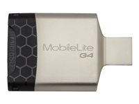 Kingston MobileLite G4 - Kortläsare (SD, microSD, SDHC, microSDHC, SDXC, microSDXC, SDHC UHS-I, SDXC UHS-I, microSDHC UHS-I, microSDXC UHS-I, SDHC UHS-II, SDXC UHS-II) - USB 3.0 FCR-MLG4