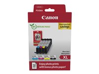 Canon CLI-571 XL C/M/Y/BK Photo Value Pack - 4-pack - 11 ml - Lång livslängd - svart, gul, cyan, magenta - original - hängande låda - bläckbehållare / papperspaket - för PIXMA TS5051, TS5053, TS5055, TS6050, TS6051, TS6052, TS8051, TS8052, TS9050, TS9055 0332C006